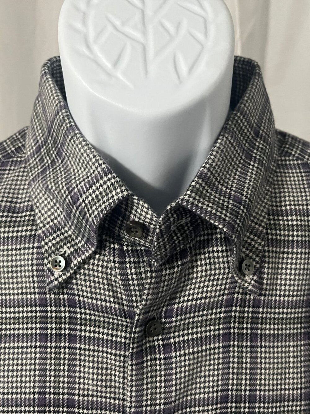 Stenströms Men’s Gray Purple Fitted Body Long Sleeve Shirt 👔 Large L 16 ✨